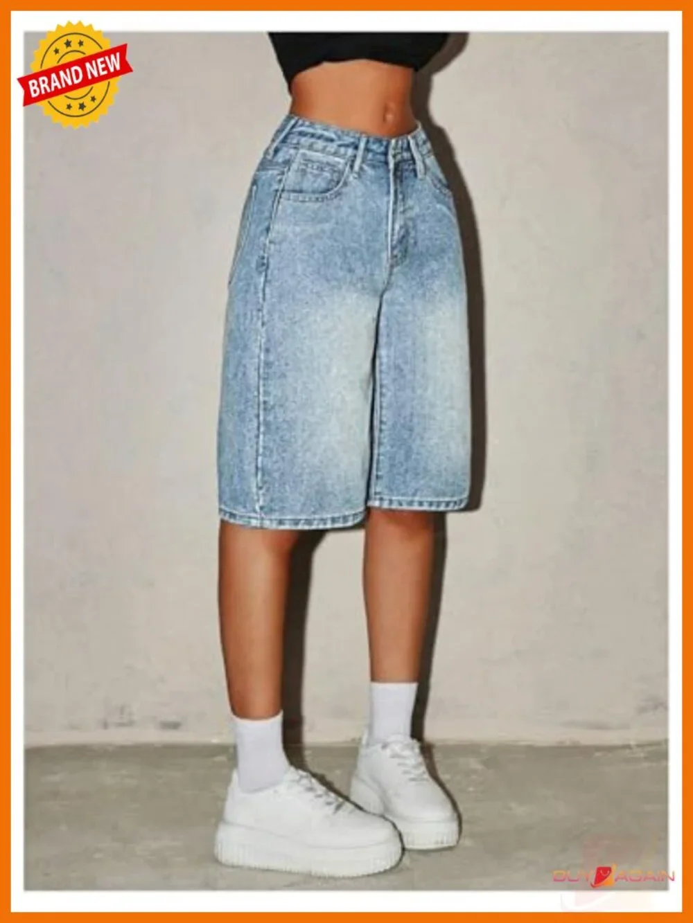 Baggy Y2k Wide Leg Denim Bermuda Shorts Jorts for Women